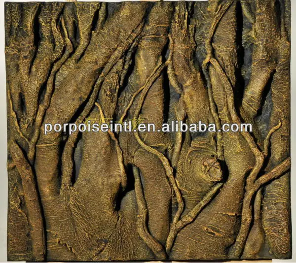 Eco-Friendly 3D Aquarium Background Board with PU Root Made of Plastic and Resin for Water Usage