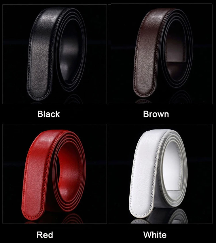 btu1208 Black Men Dress Ratchet Automatic Buckle Leather Belt without Hole