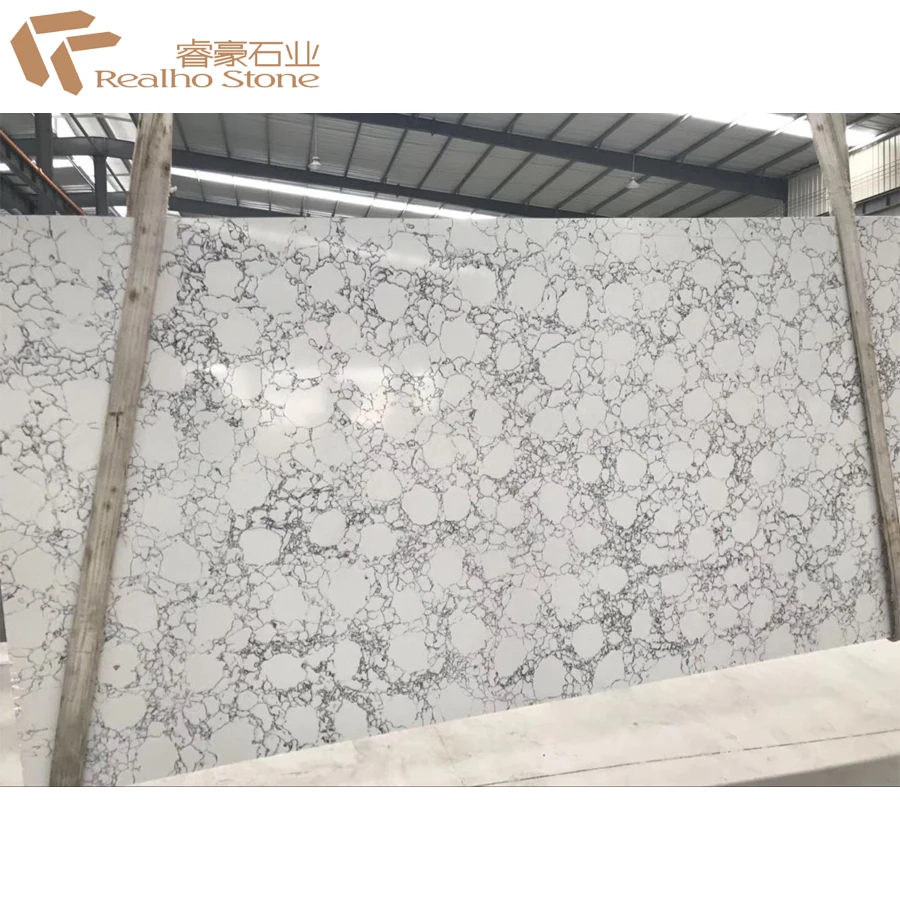 Artificial Stone Quartz Slab Landscape White Quartz For Tile and Bar Top