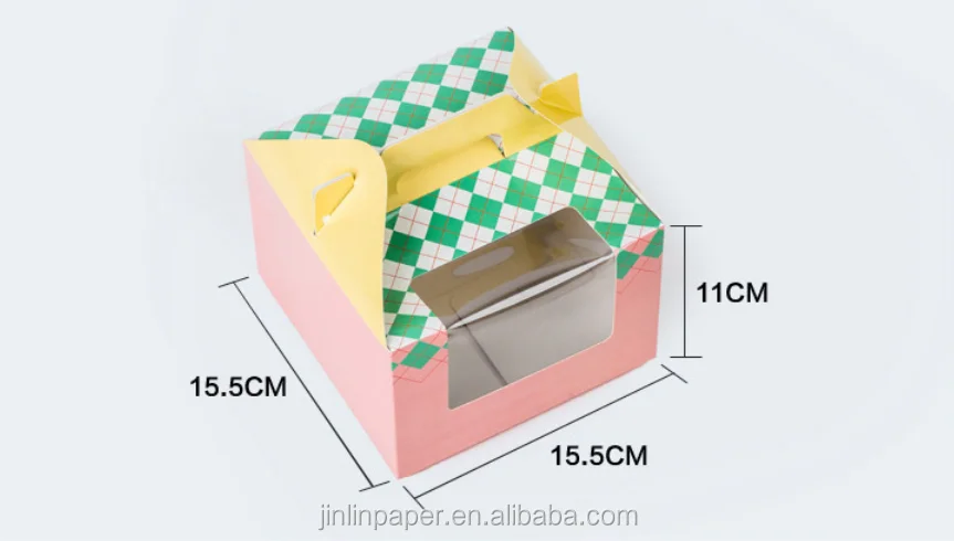 Биоразлагаемая бумажная коробка для маффинов с ручкой и разделителем 4 тортов