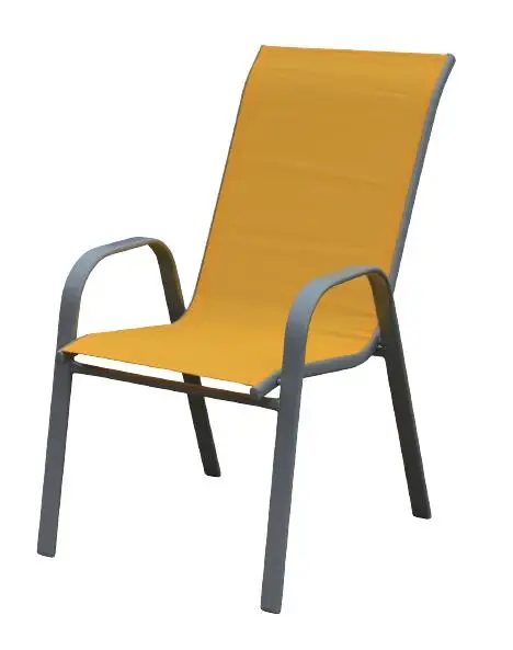 
outdoor garden cheap stacking dinning steel sling textilener arm chair 