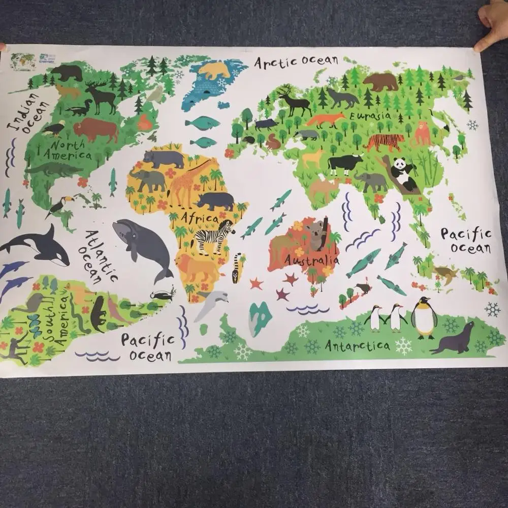 Custom printing world map vinyl large wall sticker for home decoration