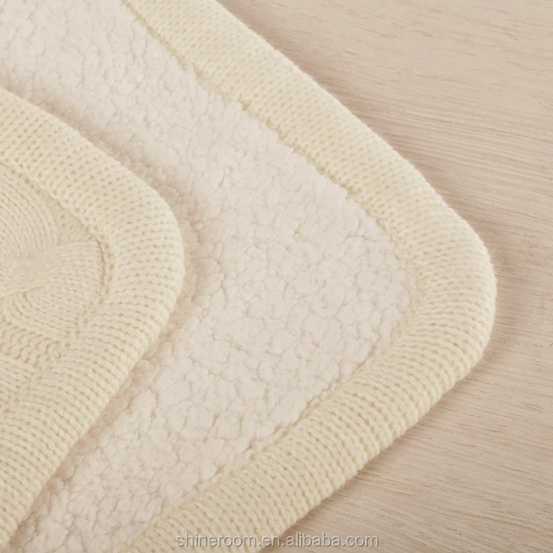 Super Soft Double Layer Cable Knit with Sherpa Backing Baby Blanket