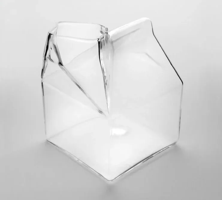 Полупинтовый квадратный боросиликатный стеклянный сливочный диспенсер для горячего молока стеклянный холодный напиток для вечеринки