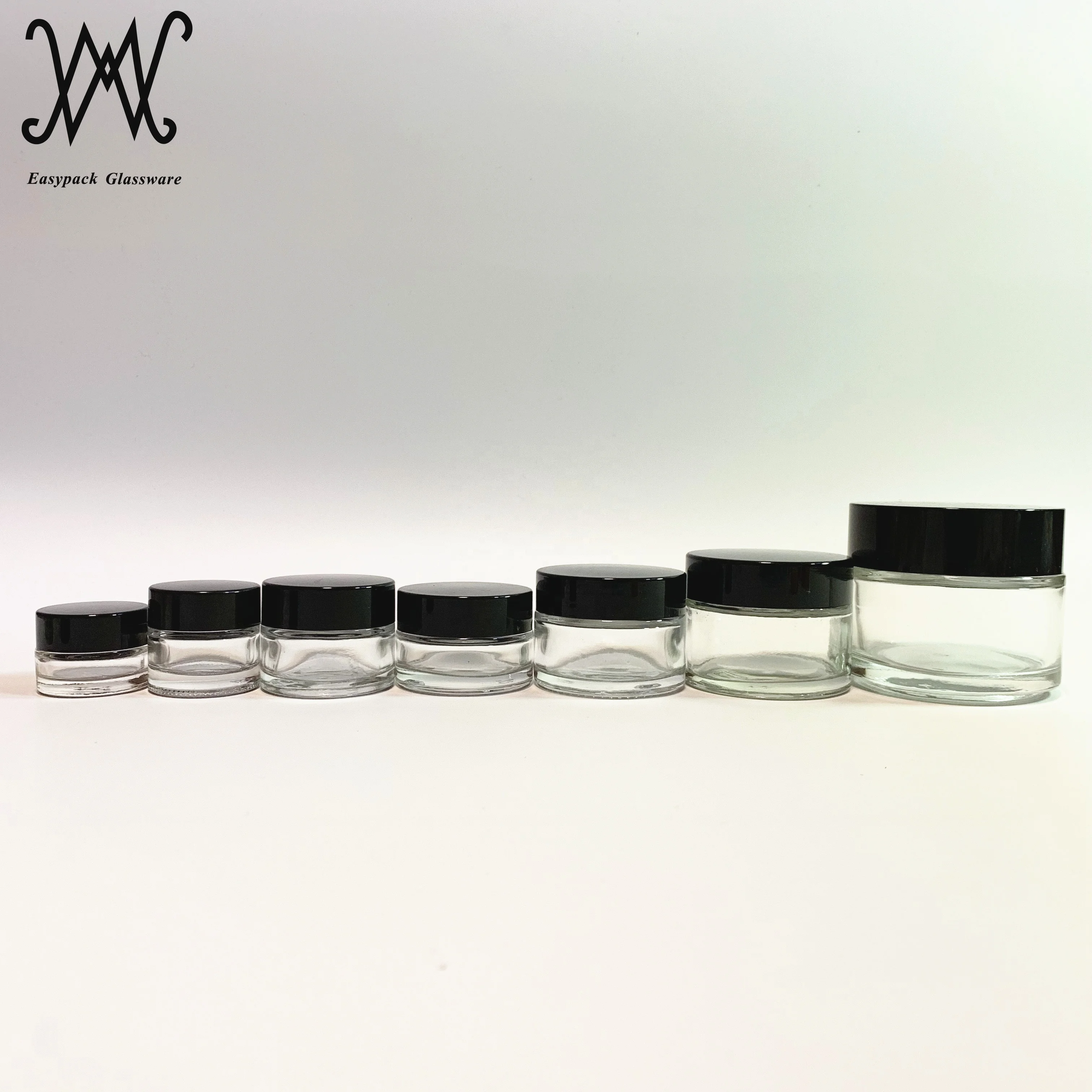 100g 100ml clear glass cosmetic packaging jar with gold metal lid for cream oil