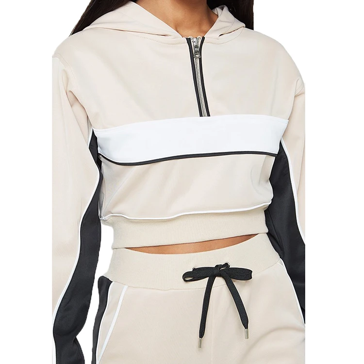 
Two piece track suit women hooded tracksuit cotton training suit fitted tracksuit 