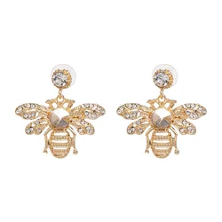 Wholesale New design Women Fashion Earrings Jewelry Accessories DelicateCute Bee Shape Colorful Multi Crystal Stud Earring