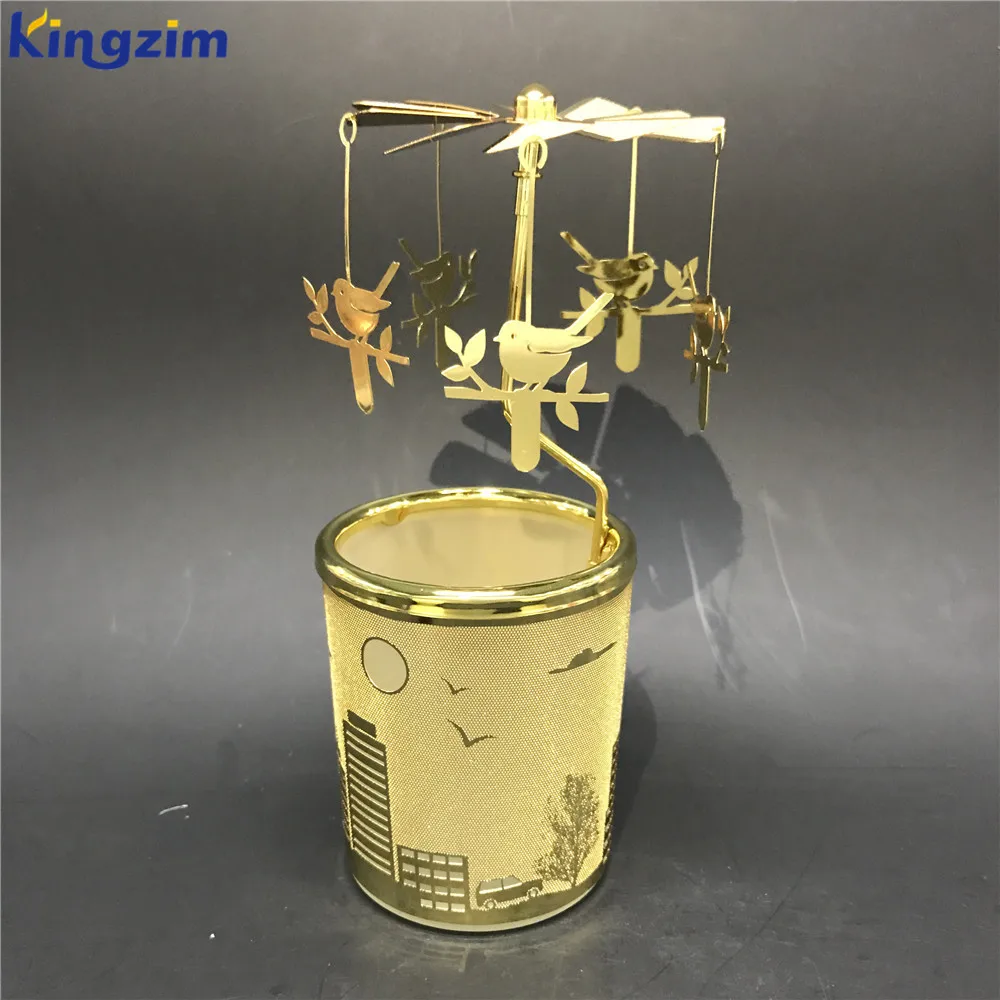 Оптовая продажа вращающиеся подсвечники на заказ с каруселем из кленовых листьев для свадебного подарка