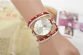 2016 New Luxury Jewels Rivet Pu Leather Band Women Watches Three loop Braided Wrapped Bracelets Watch