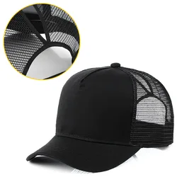 2019 Hot Sale 5 panels backless hair cute trucker mesh cap for ladies