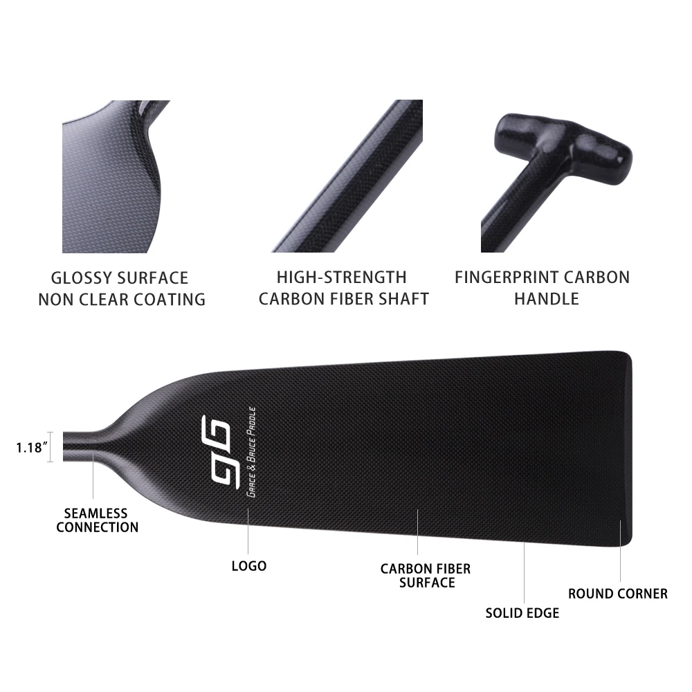 IDBF certificated one piece carbon fiber plain dragon boat paddle with fingerprint grip for top brand