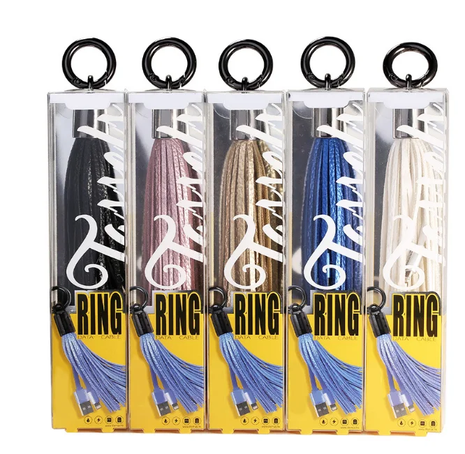 Factory price 2 in 1 usb  pu Leather connector   tassels charging