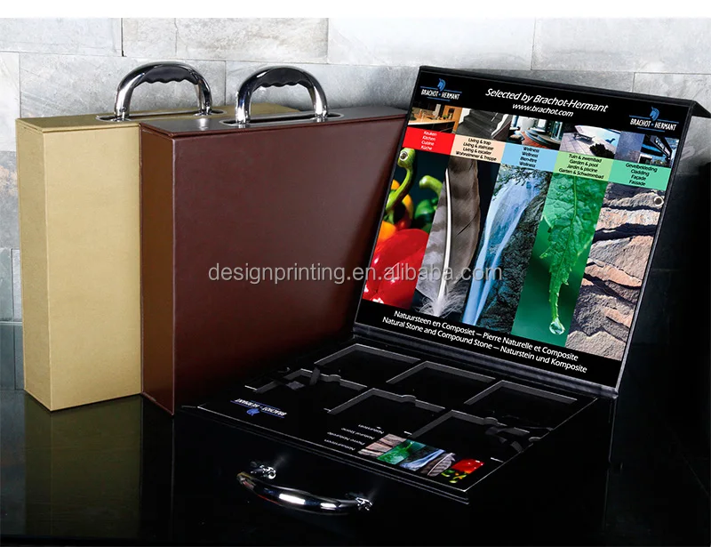 many pieces marble stone samples suitcase