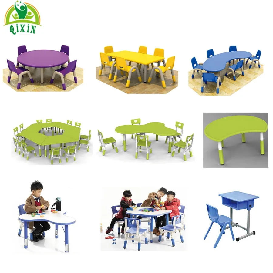 factory moon table cheap kids furniture market in china wholesale kindergarten decorations childcare plastic tables and chairs