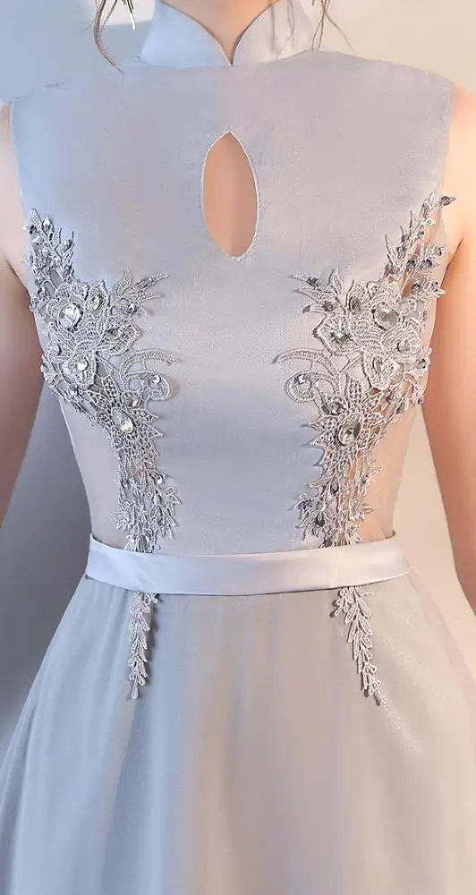 
Q030 Elegant Evening Party Dress High Neck Appliqued Lace dress for muslim mother of the bride 