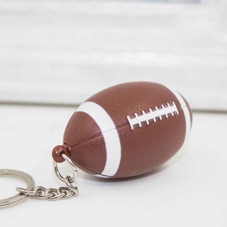 Promotion custom 3D plastic American football keychain rugby keyring,sports keychain
