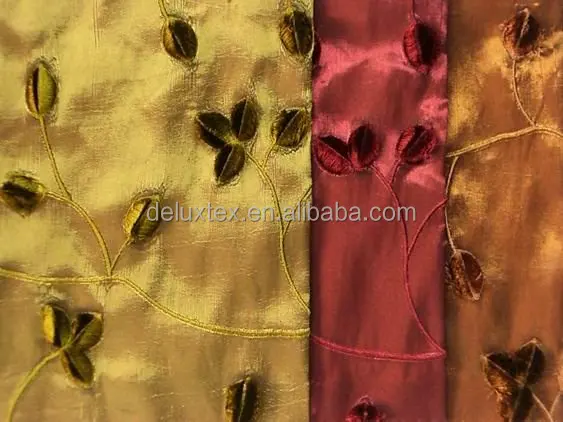 various styles upholyester design embroidered taffeta fabric for curtain and table