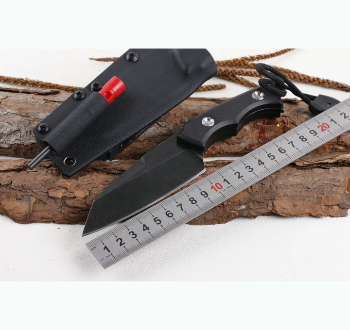 
Stainless steel survival rescue knife hunting knife with whistle and fire starter 