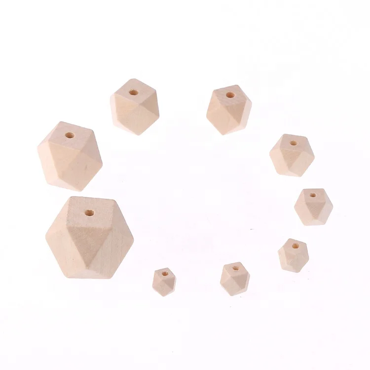 Высокое качество натуральное дерево цветные деревянные шестигранные геометрические бусины