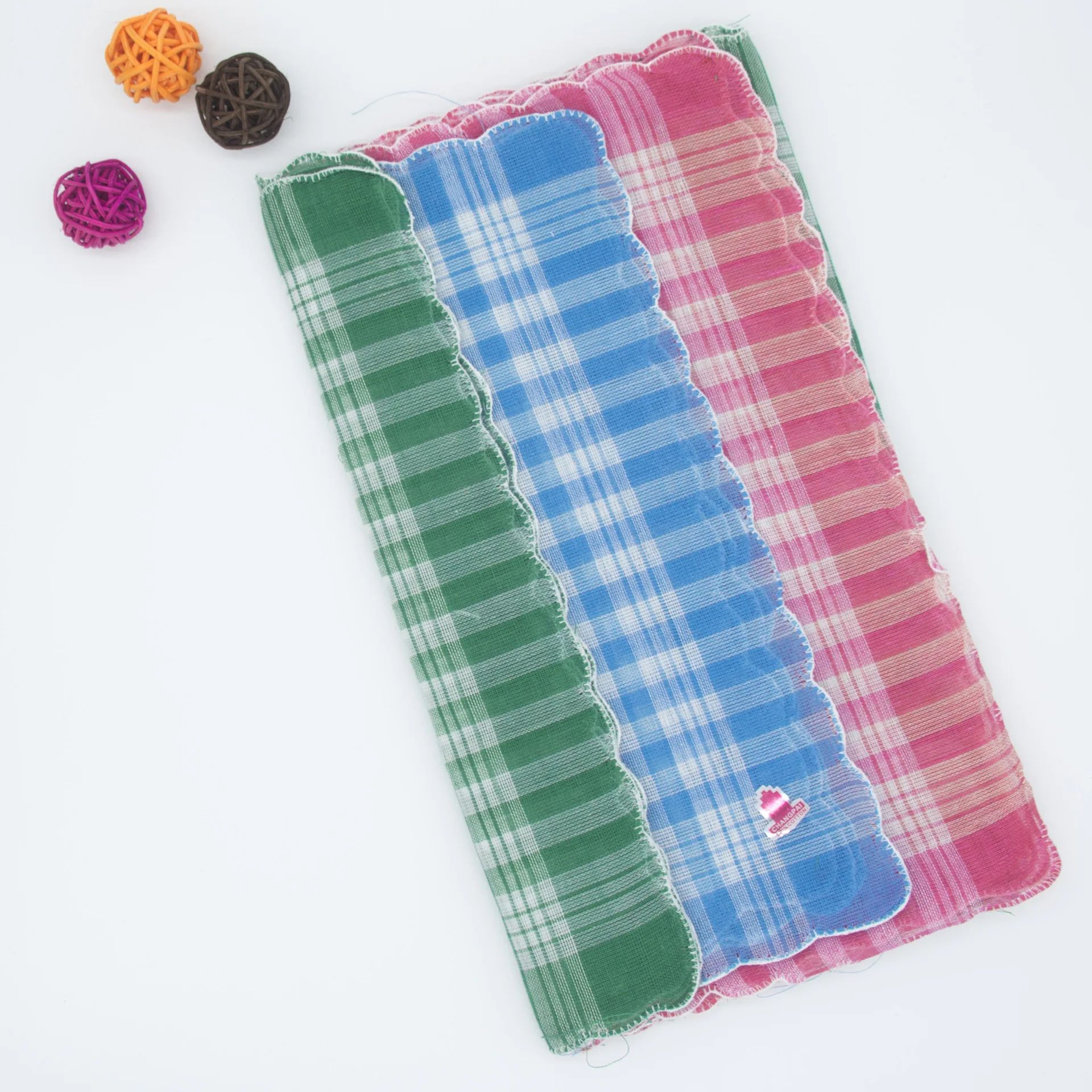 Polyester Cotton Crescent Edged Lattice Ladies Handkerchief