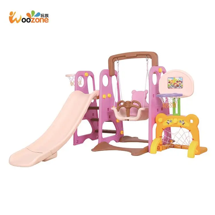 
the most sold cheap high quality plastic kids indoor swing with slide 