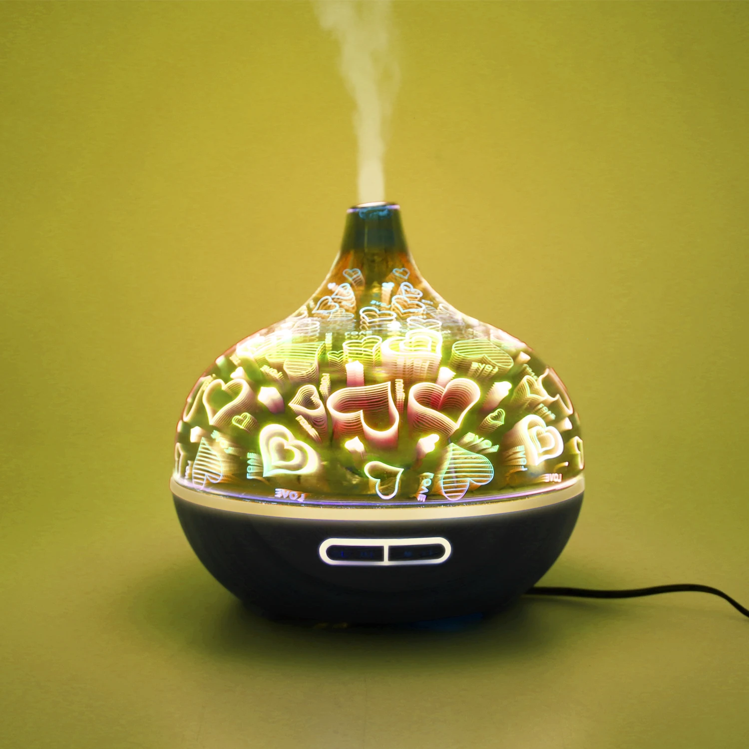 7 Color Led Change & 3D Glass Mirror Essential Oil Diffuser for Home