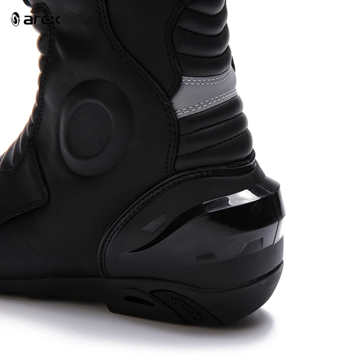 ARCX Mens Leather Speed Biker Motorcycle Boots Racing Motorbike Shoes Motorcycle Auto Racing Wear Boots