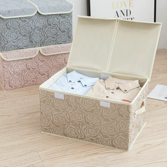 High Quality Non Woven Fabric Foldable Clothing Storage Box for Heavy-duty Organization with Folding Lid
