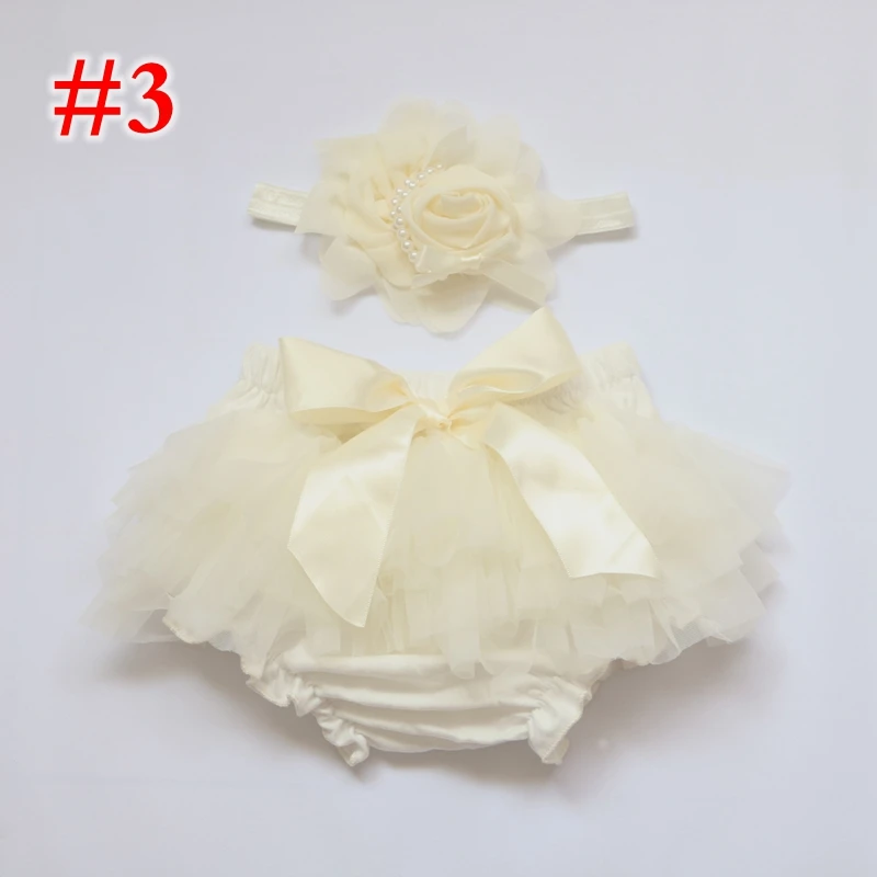 
Girls Mesh TUTU Bloomers Sets With fabric flowers Headbands Kids Infant PP pants Underwear 