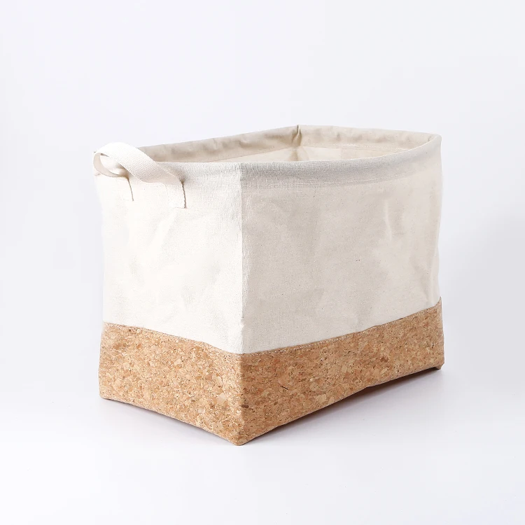 Eco-friendly Natural Cork Wood Fabric Strong Laundry Bag with handle