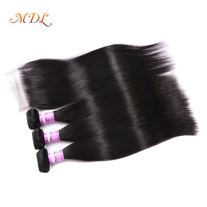 Оптовая продажа, 3 пучка, бразильские натуральные вьющиеся человеческие волосы, смешанная длина с кружевной застежкой