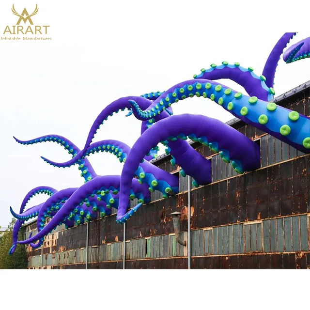 Customized inflatable halloween building decoration octopus tentacles
