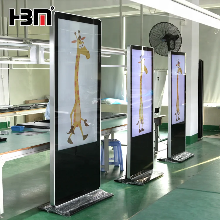  55inch стоя дисплея СИД рекламы с сенсорным управлением и высокопроизводительной ОС Windows сети Wi-Fi тотем