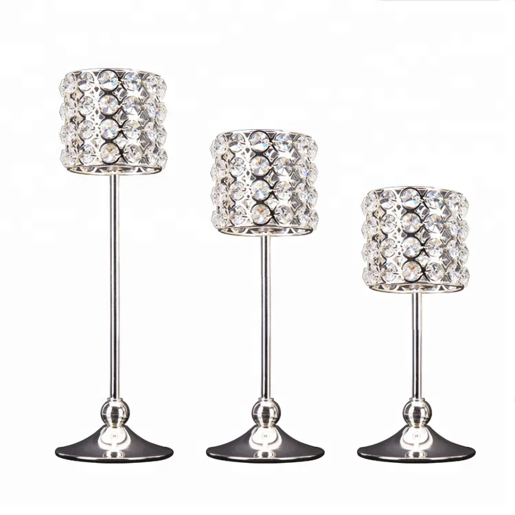 Manufacturer wholesale crystal silver candle holders wedding table decorations
