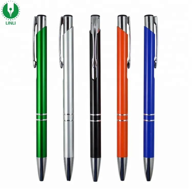 Gift Business Retractable Silver Ballpoint Pens With Black Ink
