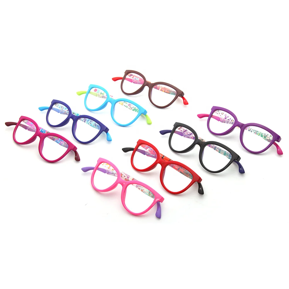 Kids Eyeglasses Flower Animal Printed Rose Red Tr90 Spectacle Frames For Girls Boy