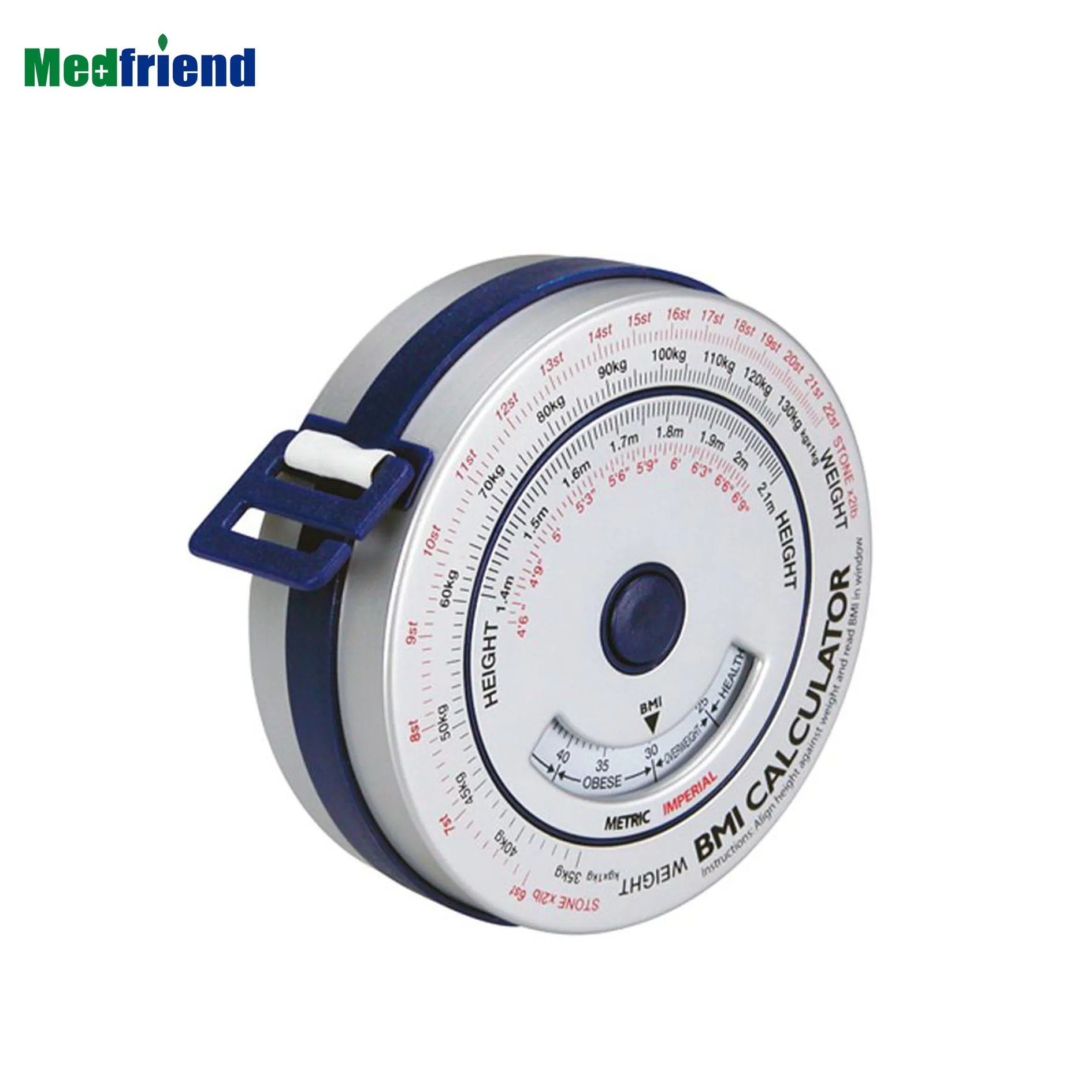 
Factory Price Metal Round BMI Body Mass Index Retractable Tape 150cm Measure Calculator Diet Weight Loss 