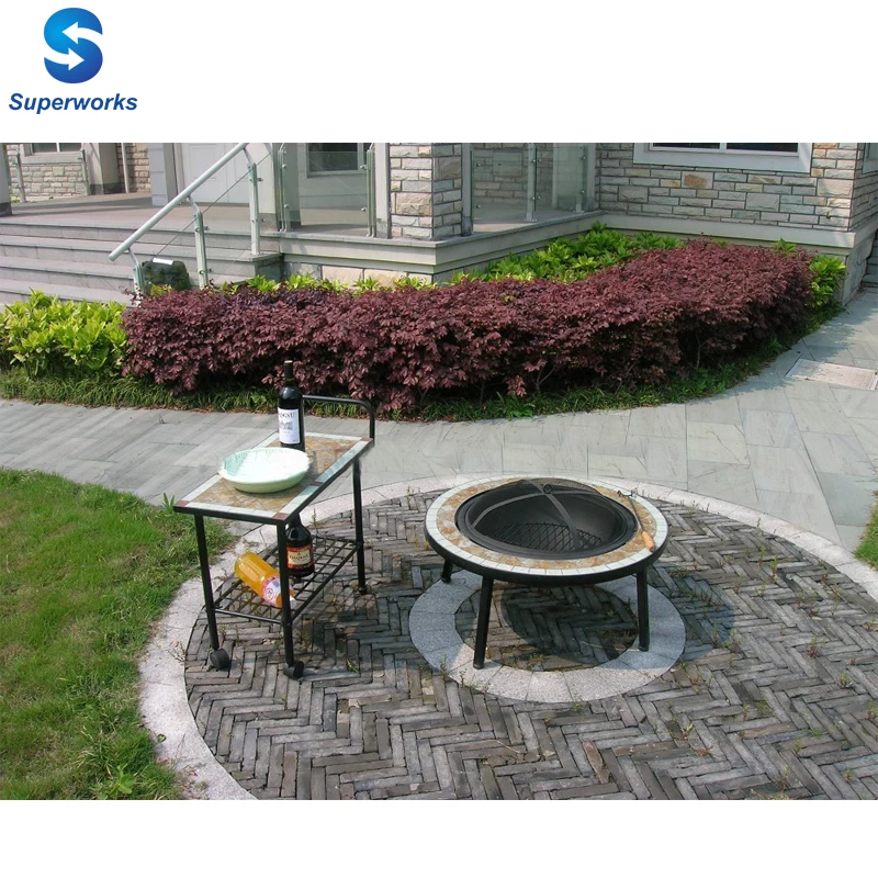 Big mosaic table leisure table bbq table fire pit
