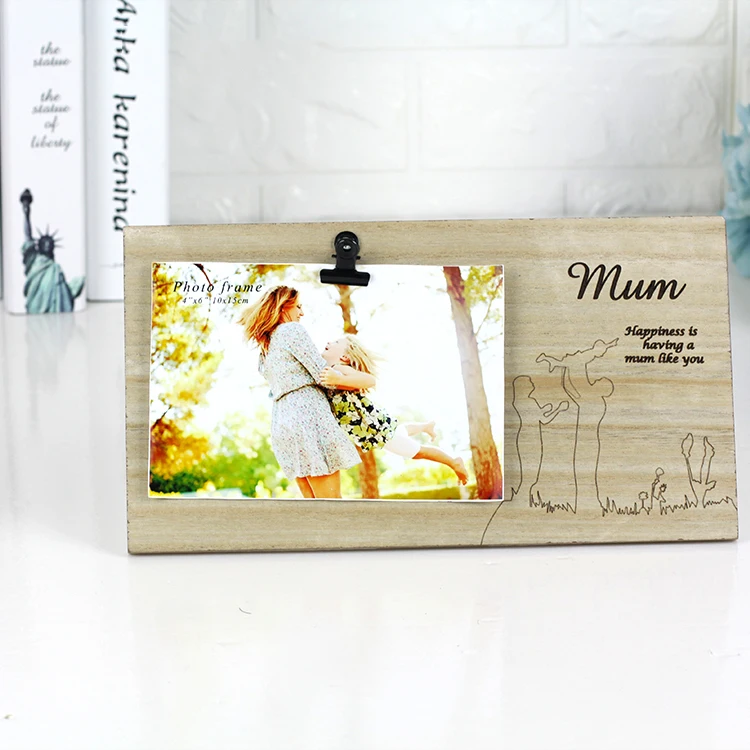 Подарок моей матери Лазерная настраиваемая деревянная фоторамка