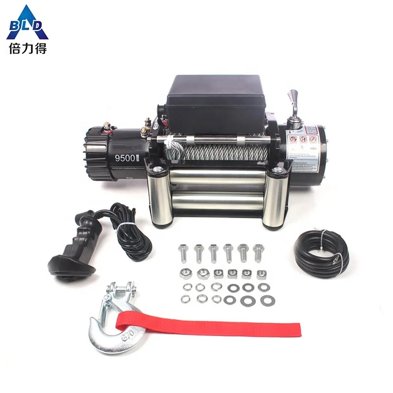 
12 v electric recovery fast handle winch 9500lbs used for 4x4 car 