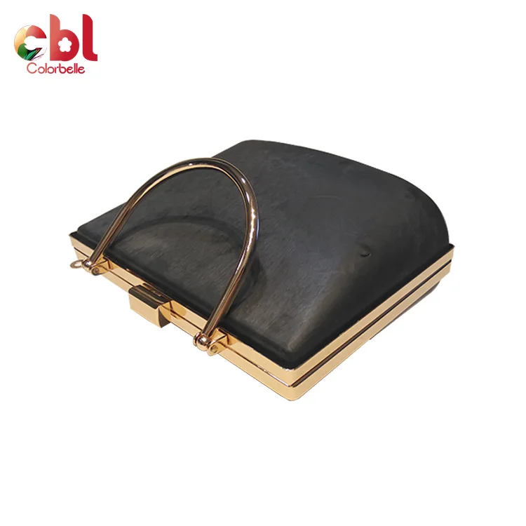 Special design shape metal box purse frame box clutch bag with handles