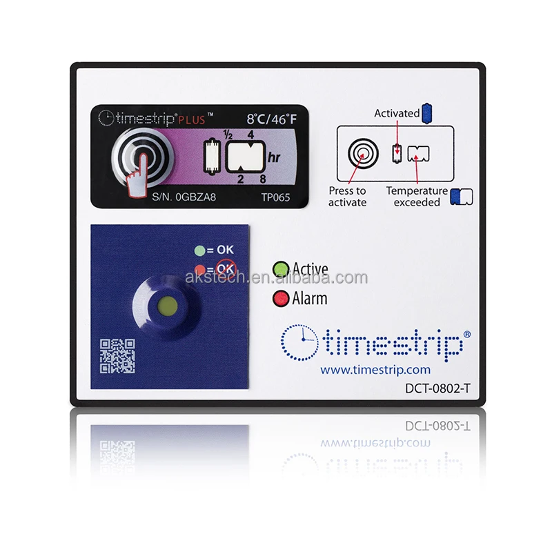 Single use 2-8C Timestrip Complete temperature label for Pharmaceutical Cold Chain Monitoring