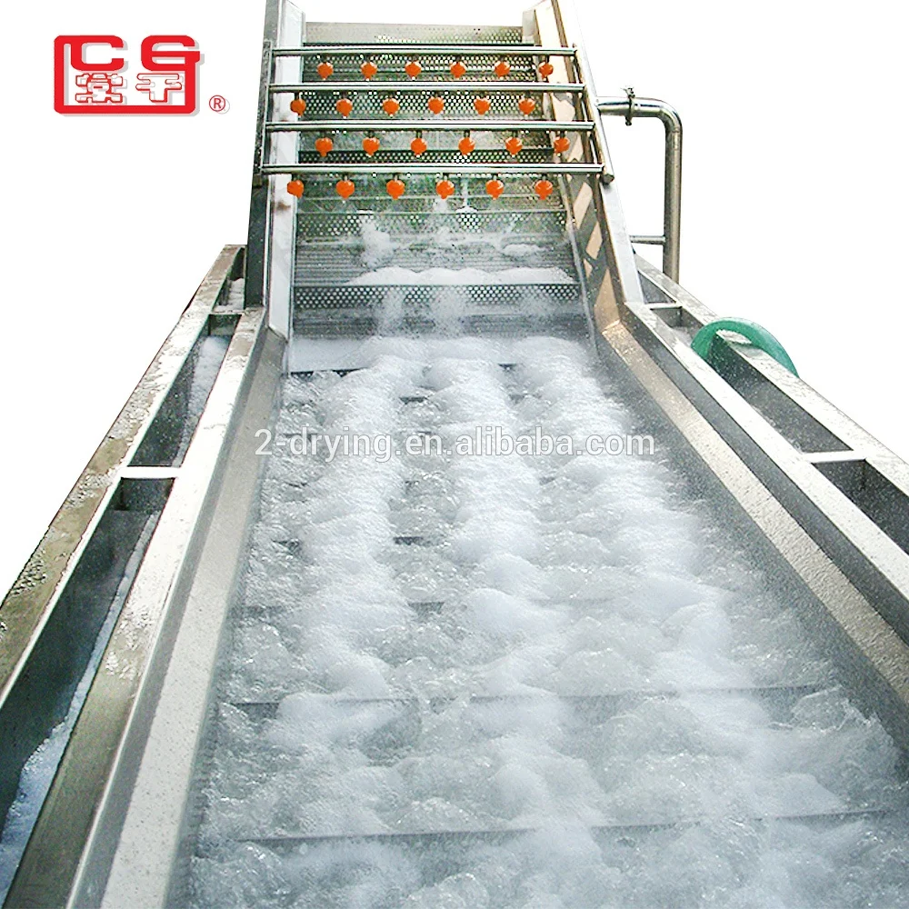 Contibuously non-stop leafy vegetable fruit lettuce cabbage bubble washing washer cleaning machine with ozone