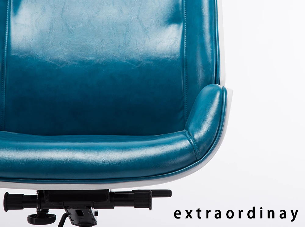 
Blue Leather High Back tall white veneer bentwood Executive Office Chair 