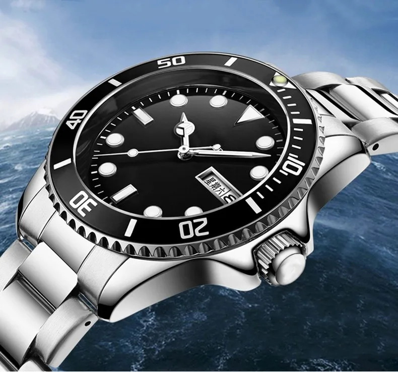 Men Fashion Charm Diver Wrist watches Luxury Quartz Wrist Watch Sport Casual full Stainless Steel quartz Watches