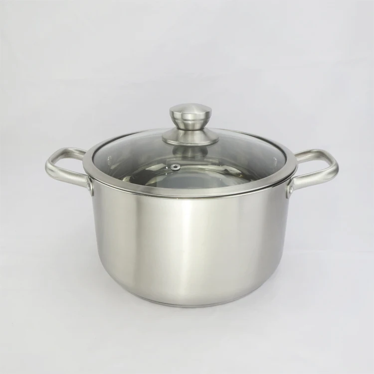 
High Quality 304 Stainless Steel Milano Sauce Casserole Double Handle Thermos Insulated Cookware Set for Cooking Food Soup Pot 