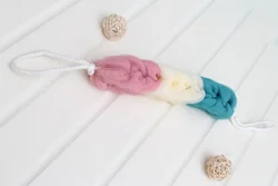 Free Shipping Rope Handles Sponge Exfoliating Body Scrub Stretch Braided Loofah Bath Shower Mesh
