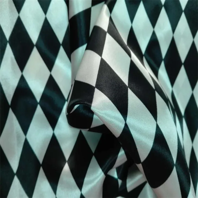 50D*75D poly diamond-type lattice printed satin fabric