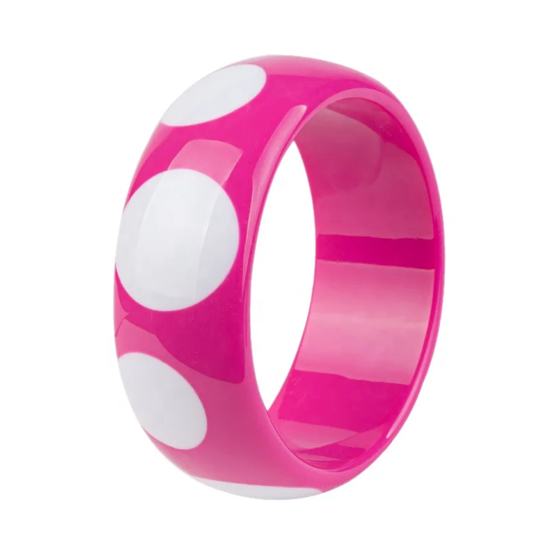 2019 trending handmade bracelet round dot wide epoxy resin bracelet for girl
