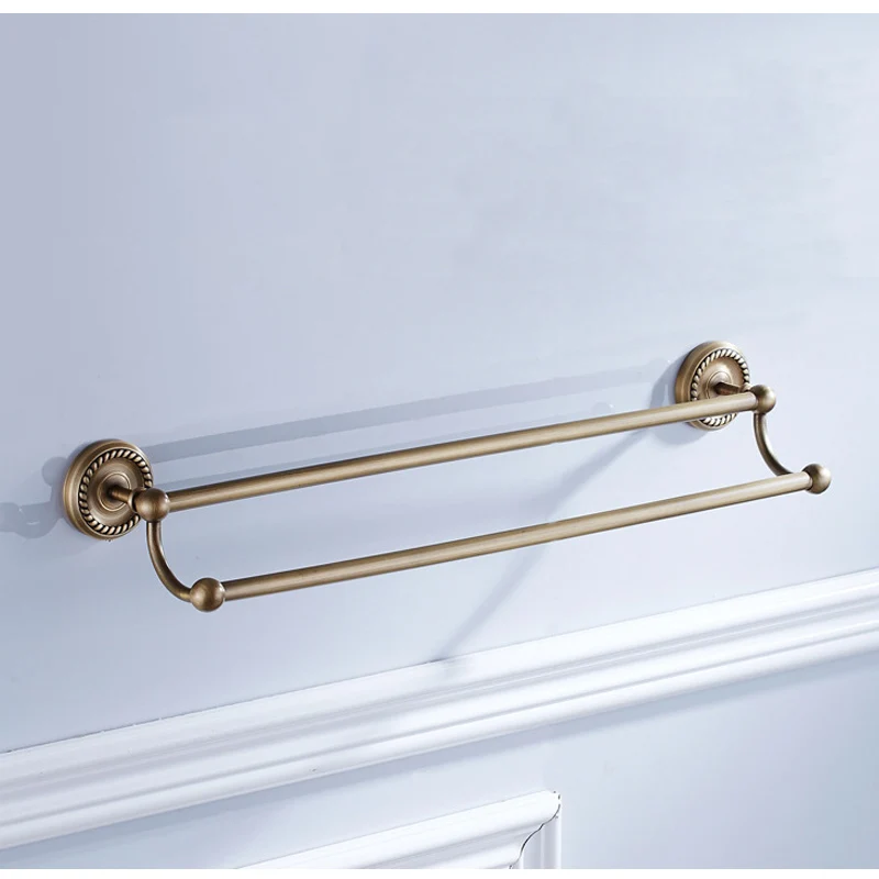 
Antique brass double towel bars for sale Engraved wall mount towel rail XR-GZ-9010 